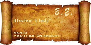 Blocher Elmó névjegykártya